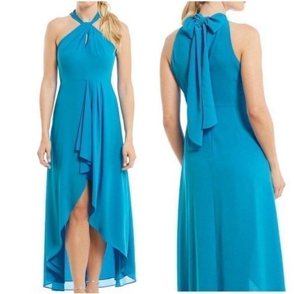 Belle Badgley Mischka Blue Chiffon Dress, New with Tagd - Picture 1 of 8